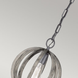 Allier 1 Light Spherical Cage Ceiling Mini Pendant Dark Wood, Antique iron, E27 - thumbnail 3