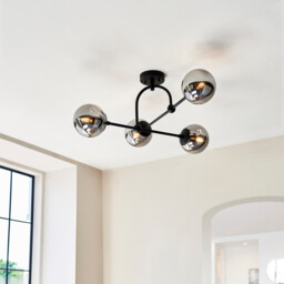 Trieste Globe Ceiling Light Matt Black, Smoked Mirror Glass - thumbnail 5