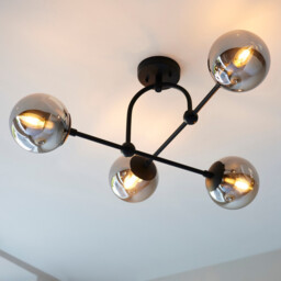 Trieste Globe Ceiling Light Matt Black, Smoked Mirror Glass - thumbnail 2