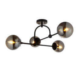 Trieste Globe Ceiling Light Matt Black, Smoked Mirror Glass - thumbnail 1
