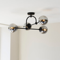 Trieste Globe Ceiling Light Matt Black, Smoked Mirror Glass - thumbnail 3