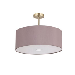 Baymont Antique Brass 3 Light E27 Semi Flush With 50cm x 20cm Dual Faux Silk Shade, Taupe/Halo Gold - thumbnail 5