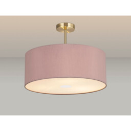Baymont Antique Brass 3 Light E27 Semi Flush With 50cm x 20cm Dual Faux Silk Shade, Taupe/Halo Gold - thumbnail 2