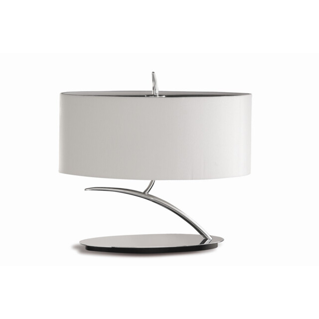 Eve Table Lamp 2 Light E27 Small, Polished Chrome With Spanish Corrugated White Oval Shade - image 1