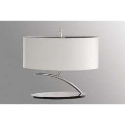 Eve Table Lamp 2 Light E27 Small, Polished Chrome With Spanish Corrugated White Oval Shade - thumbnail 2