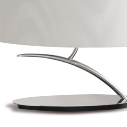 Eve Table Lamp 2 Light E27 Small, Polished Chrome With Spanish Corrugated White Oval Shade - thumbnail 3