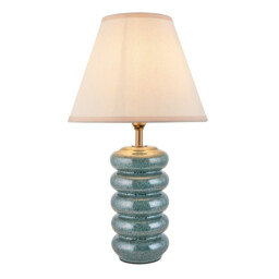 Squash Ocean Spray Glaze Table Lamp with Vintage White Fabric Ivy Shade 25cm B22