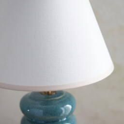 Squash Ocean Spray Glaze Table Lamp with Vintage White Fabric Ivy Shade 25cm B22 - thumbnail 5