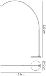 Kinke Long Reach Arch Floor Stand With Hook, Stainless Steel, Black Marble NON ELECTRIC - thumbnail 2