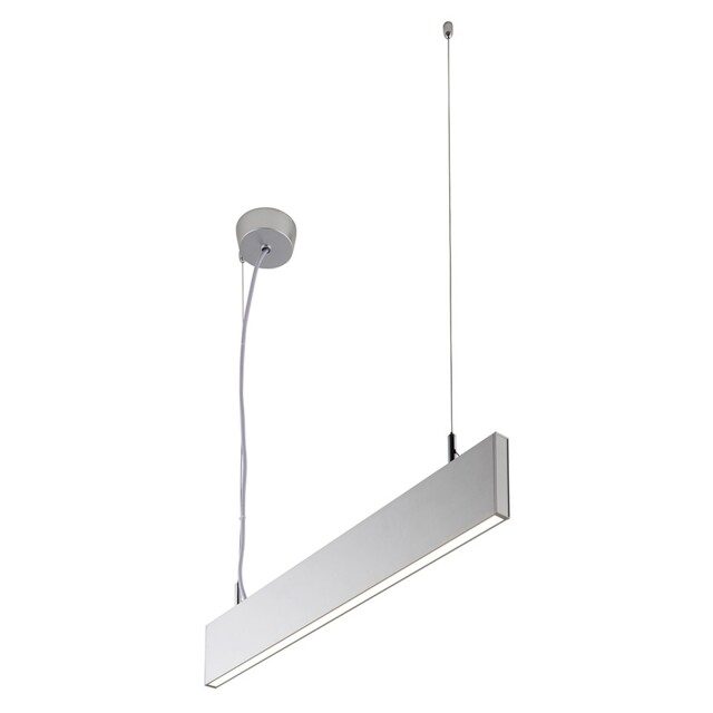 Kingsley Pendant 600mm 25W Silver Anodised & Frosted - image 1