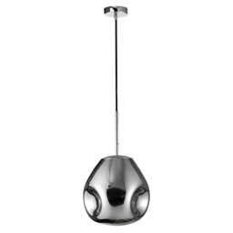 Lava 25cm Pendant Ceiling Light Chrome Metal Handmade Chrome Glass LED E27