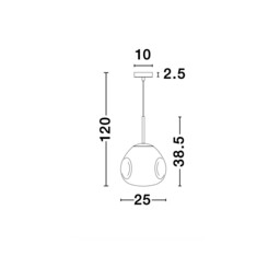 Lava 25cm Pendant Ceiling Light Chrome Metal Handmade Chrome Glass LED E27 - thumbnail 5