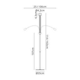 Benton Flexible Floor Lamp, 3 Light E27 Satin White, Satin Nickel - thumbnail 2
