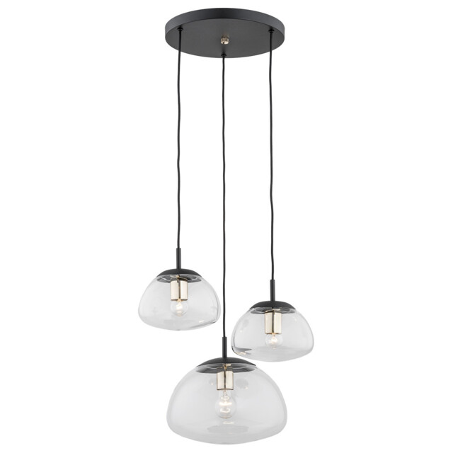 Trini Cluster Pendant Ceiling 3 Light Transparent, Black Matt, Brass Elements - image 1
