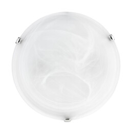 Giorno 40cm Flush Ceiling Light Alabaster Glass Chrome Metal LED E27 - thumbnail 1
