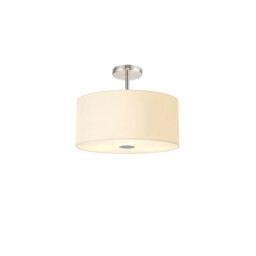 Baymont Polished Chrome 5 Light E27 Drop Flush With 40cm x 18cm Faux Silk Shade, Ivory Pearl/White Laminate