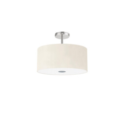 Baymont Polished Chrome 5 Light E27 Drop Flush With 40cm x 18cm Faux Silk Shade, Ivory Pearl/White Laminate - thumbnail 5