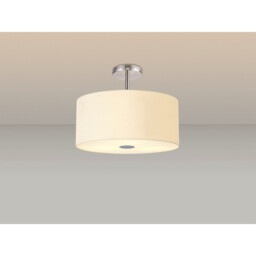 Baymont Polished Chrome 5 Light E27 Drop Flush With 40cm x 18cm Faux Silk Shade, Ivory Pearl/White Laminate - thumbnail 2