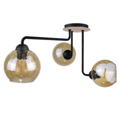 Monde Multi Arm Semi Flush Ceiling Light Wood, 50cm, 3x E27