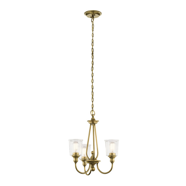 Waverly 3 Light Chandelier, Natural Brass, E27 - image 1
