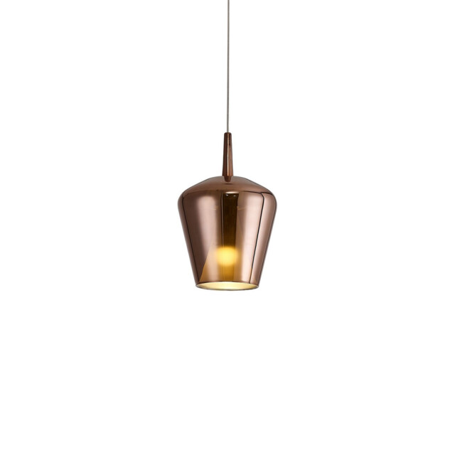 Elsa Assembly Pendant (WITHOUT PLATE) With Inverted Bell Shade, 1 Light E27, Copper Glass With Frosted Inner Cone - image 1