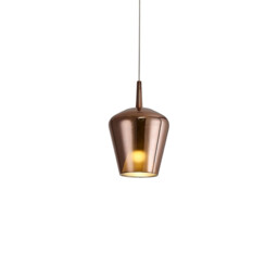 Elsa Assembly Pendant (WITHOUT PLATE) With Inverted Bell Shade, 1 Light E27, Copper Glass With Frosted Inner Cone