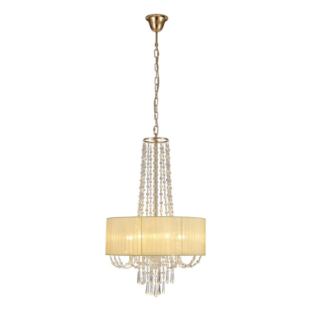 Freida Pendant With Ivory Cream Shade 6 Light E14 French Gold/Crystal - image 1