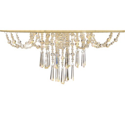 Freida Pendant With Ivory Cream Shade 6 Light E14 French Gold/Crystal - thumbnail 5