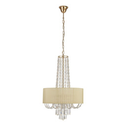 Freida Pendant With Ivory Cream Shade 6 Light E14 French Gold/Crystal - thumbnail 3