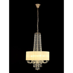 Freida Pendant With Ivory Cream Shade 6 Light E14 French Gold/Crystal - thumbnail 2