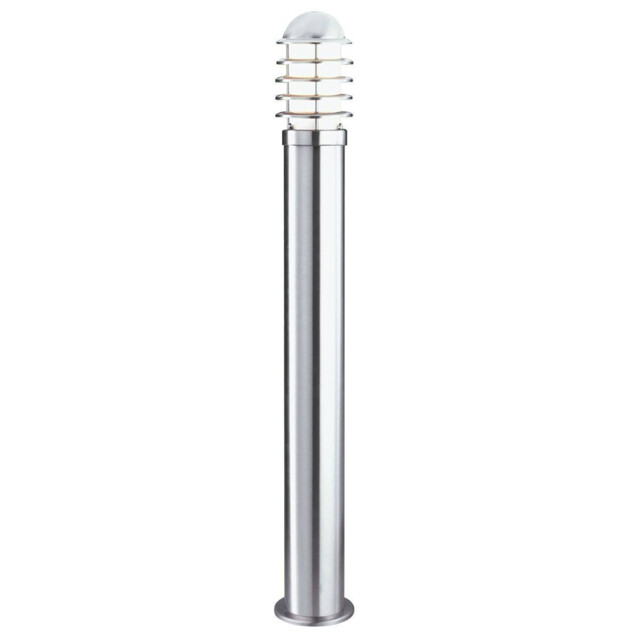 Louvre 1 Light Outdoor Bollard Light Stainless Steel with Polycarbonate Diffuser IP44, E27 - image 1