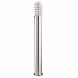 Louvre 1 Light Outdoor Bollard Light Stainless Steel with Polycarbonate Diffuser IP44, E27 - thumbnail 2