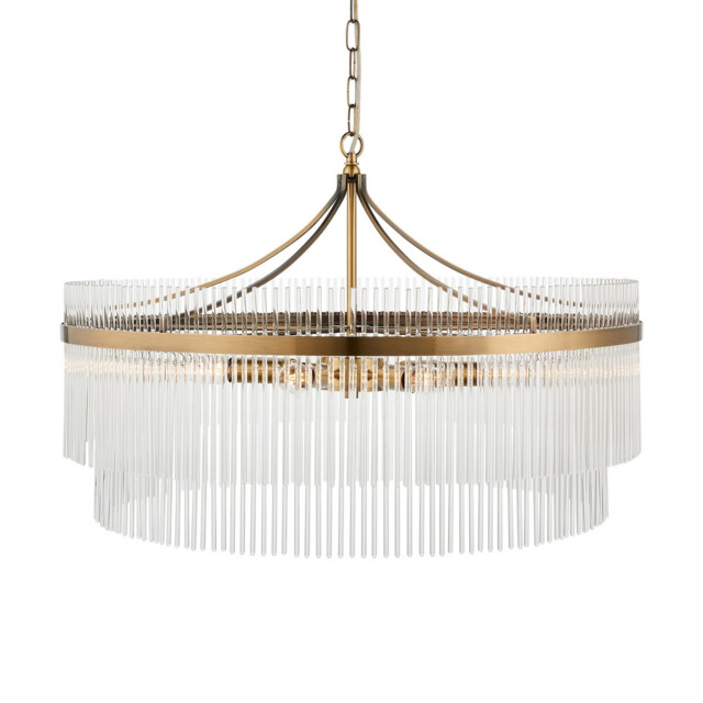 Marietta Grand Pendant Ceiling Light Antique Brass Plate, Clear Glass, 7x E14 - image 1