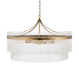 Marietta Grand Pendant Ceiling Light Antique Brass Plate, Clear Glass, 7x E14 - thumbnail 1