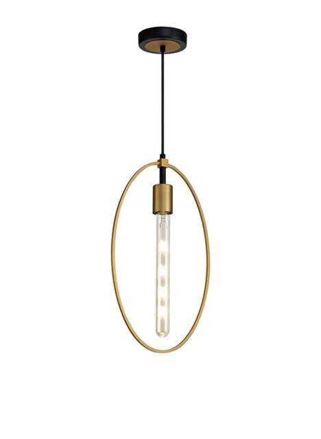 Locke Single Large Circle Ceiling Pendant, 1 Light E27, Sand Gold, Matt Black - image 1