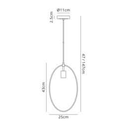 Locke Single Large Circle Ceiling Pendant, 1 Light E27, Sand Gold, Matt Black - thumbnail 2