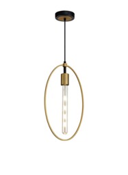 Locke Single Large Circle Ceiling Pendant, 1 Light E27, Sand Gold, Matt Black