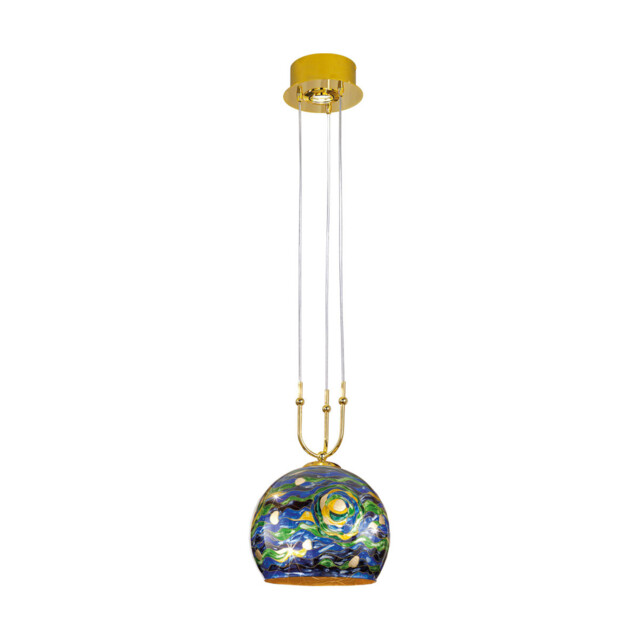 Luna Glass Dome Pendant Ceiling Light 2 Light 24 Carat Gold - image 1