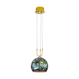 Luna Glass Dome Pendant Ceiling Light 2 Light 24 Carat Gold - thumbnail 1
