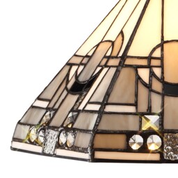 Ithaca 2 Light Uplighter Ceiling Pendant E27 With 30cm Tiffany Shade, White, Grey, Black, Clear Crystal, Aged Antique Brass - thumbnail 5