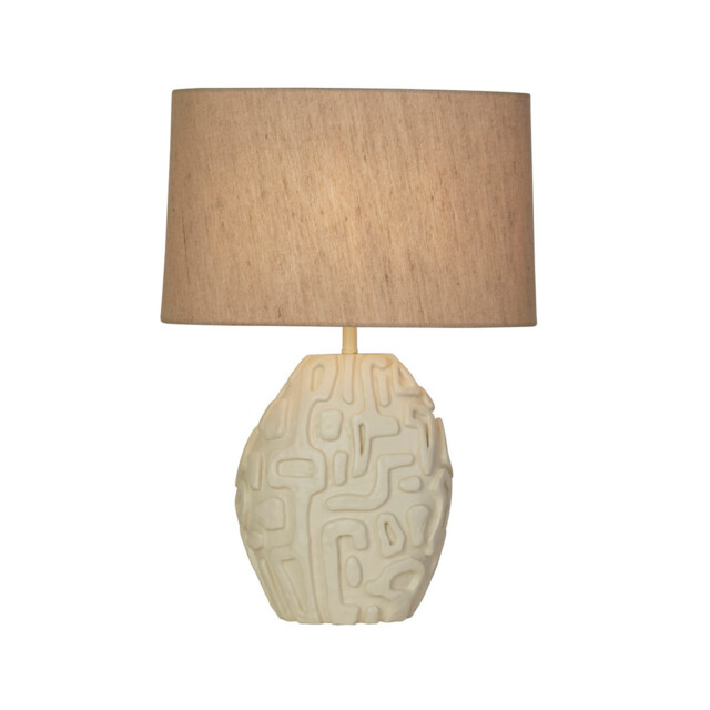 Adelaide Table Lamp, Cream Resin with White Linen Shad - image 1
