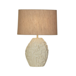 Adelaide Table Lamp, Cream Resin with White Linen Shad - thumbnail 1
