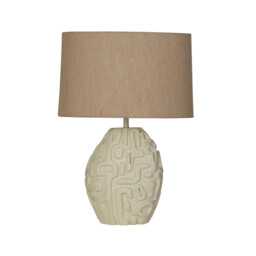 Adelaide Table Lamp, Cream Resin with White Linen Shad - thumbnail 2