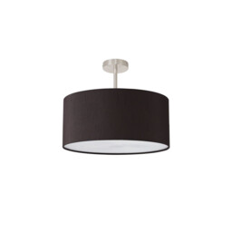 Baymont Satin Nickel E27 Semi Flush With 50cm x 20cm Faux Silk Shade, Black/White Laminate - thumbnail 5
