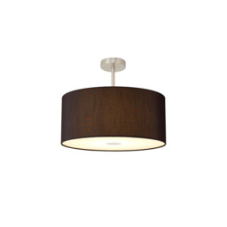 Baymont Satin Nickel E27 Semi Flush With 50cm x 20cm Faux Silk Shade, Black/White Laminate