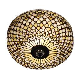 Mille 2 Light Large Ceiling Flush Light Dark Bronze, Tiffany Glass, E27