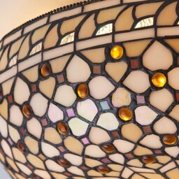 Mille 2 Light Large Ceiling Flush Light Dark Bronze, Tiffany Glass, E27 - thumbnail 5