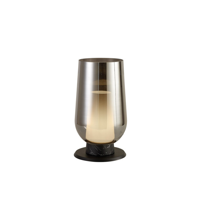 Nora Table Lamp, 1 Light E27, Black/Black Marble/Chrome Glass With Frosted Inner - image 1