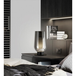 Nora Table Lamp, 1 Light E27, Black/Black Marble/Chrome Glass With Frosted Inner - thumbnail 3