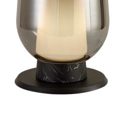 Nora Table Lamp, 1 Light E27, Black/Black Marble/Chrome Glass With Frosted Inner - thumbnail 5